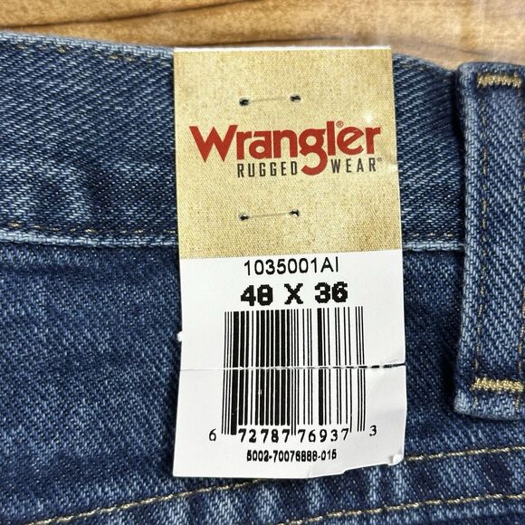 NEW Wrangler Men’s 48x36 Jeans Rugged Wear Regular Fit Relaxed Medium Wash - Picture 5 of 16
